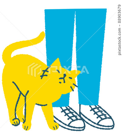 一隻貓在人的爪子上摩擦的插圖 88903679