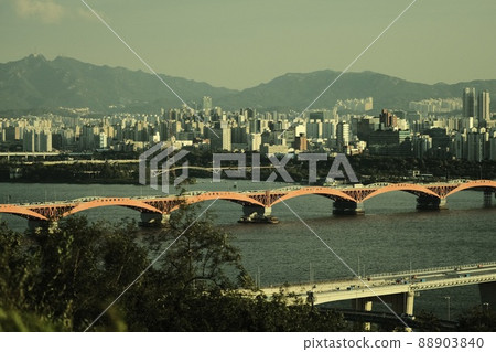 Seoul Sky Park Han River Cityscape Building City Seongsan Bridge Seoul Sky Park Han River Cityscape Building City Seongsan Bridge 88903840