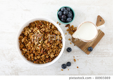 Granola with nuts and seeds, top view 88903869
