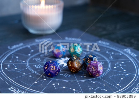 Zodiac horoscope with divination dice 88903899
