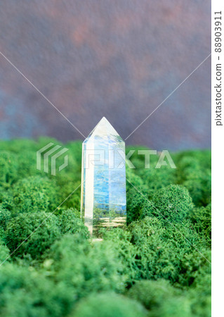 Healing crystals on brown background 88903911