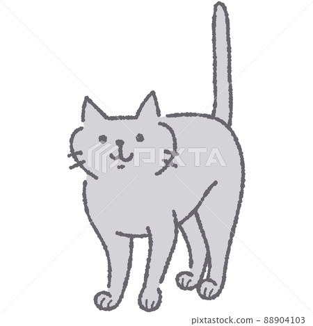 一隻有尾巴的貓的插圖 88904103