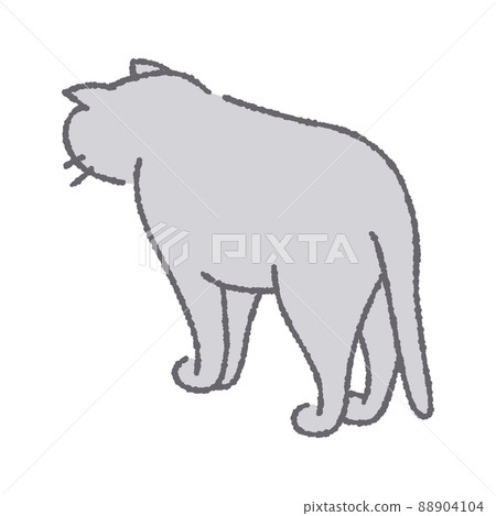 一隻貓的插圖，它的尾巴朝下，朝下 88904104