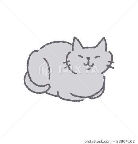 一隻貓坐在貓麵包上的插圖 88904108