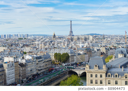 skyline of Paris with eiffel tower 88904473