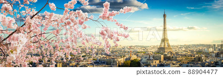 skyline of Paris with eiffel tower 88904477