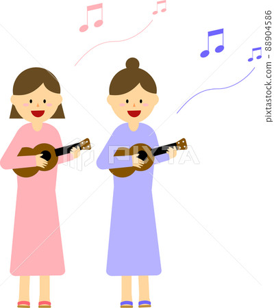 Ukulele girls playing ukulele 88904586