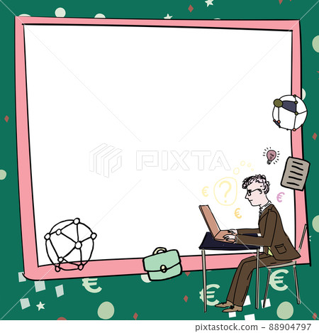 Businessman in suit using laptop sitting on desk representing strategy creation building successful business plans. Man pressing buttons generating creative ideas. Businessman in suit using laptop sitting on desk representing strategy creation building successful business plans. Man pressing buttons generating creative ideas. 88904797