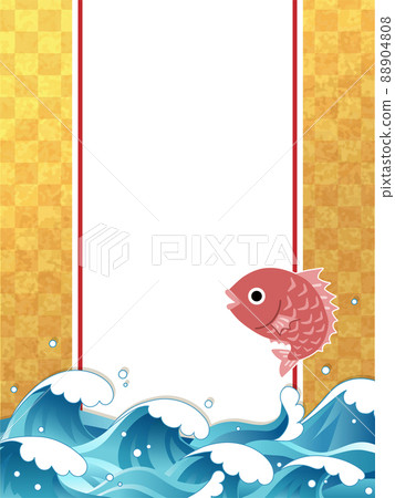 Sea background material, sea bream wave, gold checkered pattern Sea background material, sea bream wave, gold checkered pattern 88904808