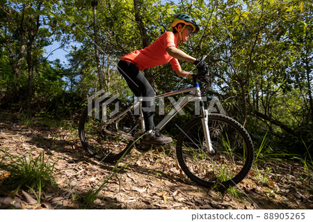 Mountain biking in spring forest 88905265