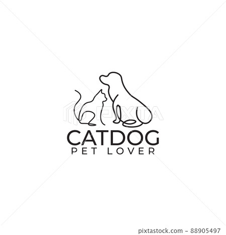 Mono line cat and dog logo design Mono line cat and dog logo design 88905497