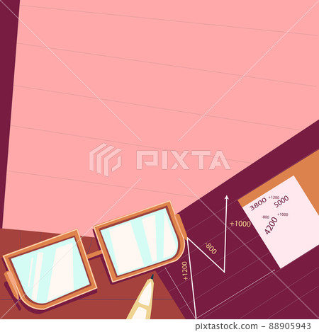 Glasses sitting on desk surrounded with papers consisting charts calculation future successful financial plans. Notepad being presented featuring estimating project finances. Glasses sitting on desk surrounded with papers consisting charts calculation future successful financial plans. Notepad being presented featuring estimating project finances. 88905943