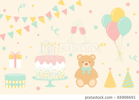 泰迪熊和派對圖標背景說明 88906691