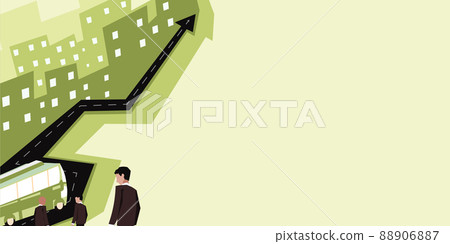 Teamwork for success. Bus business retreat trip for working professional men going forward career growth. Road representing work journey overcoming challenges. 88906887