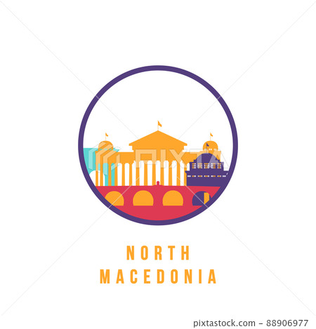 Famous North Macedonia landmarks silhouette.  88906977