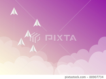 Five paper airplanes flying up sky surrounded with clouds representing achieving goals. Cardboard aircraft reaching skyline symbolizing successfully accomplishing projects. Five paper airplanes flying up sky surrounded with clouds representing achieving goals. Cardboard aircraft reaching skyline symbolizing successfully accomplishing projects. 88907734