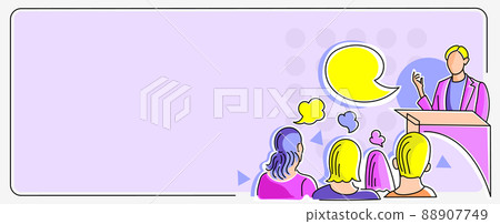 Person holding speech presentation in front public displaying newest project strategies building stable economy. Human displaying innovative thinking accomplishing goals. 88907749