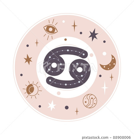 Cancer Horoscope sign vector - Zodiac astrology element. Esoteric symbol for logo or icon. Cancer Horoscope sign vector - Zodiac astrology element. Esoteric symbol for logo or icon. 88908006