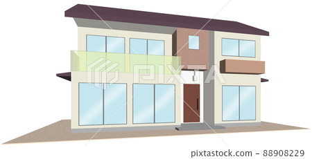 Image of a detached house by 3D illustration Image of a detached house by 3D illustration 88908229