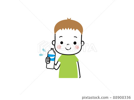 Water from a plastic bottle Boy drinking a sports drink 88908336
