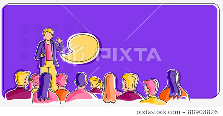 Person delivering speech presentation to public displaying newest business strategies building stable economy. Human exhibiting innovative thinking accomplishing goals. Person delivering speech presentation to public displaying newest business strategies building stable economy. Human exhibiting innovative thinking accomplishing goals. 88908826