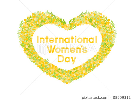 國際婦女節插圖含羞草心框架 國際婦女節插圖含羞草心框架 88909311