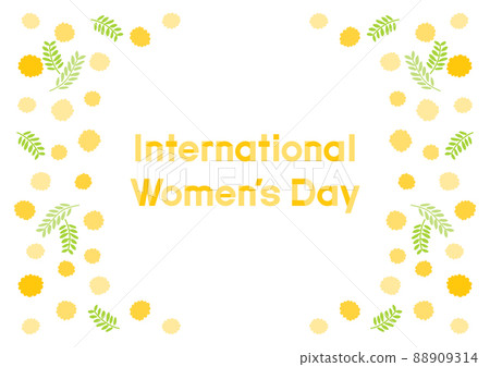 International Women's Day Illustration Mimosa Flower and Leaf Pattern 88909314