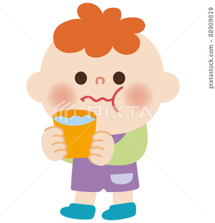 Illustration of a child who is gargling - Stock Illustration [88909819 ...