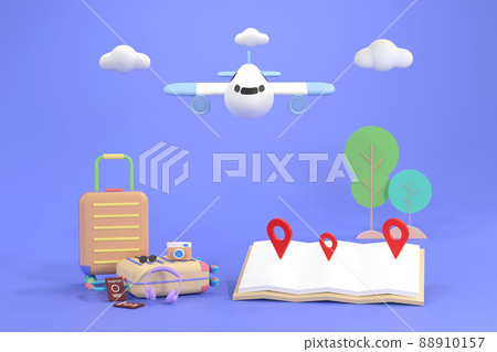 airplane travel tourism plane trip planning world tour luggage with pin location suitcase and map airplane travel tourism plane trip planning world tour luggage with pin location suitcase and map 88910157