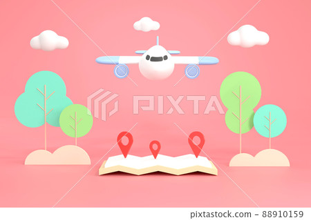 Airplane flying over the map. travel concept. Airplane flying over the map. travel concept. 88910159