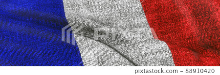 Close of grunge Flag of France. Grunge French flag abstract 3D illustration. Close of grunge Flag of France. Grunge French flag abstract 3D illustration. 88910420