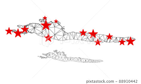 Polygonal Network Mesh Vector Hvar Island Map with Stars Polygonal Network Mesh Vector Hvar Island Map with Stars 88910442