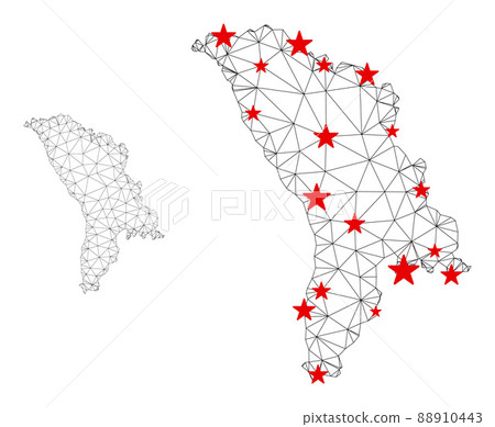 Polygonal 2D Mesh Vector Moldova Map with Stars Polygonal 2D Mesh Vector Moldova Map with Stars 88910443