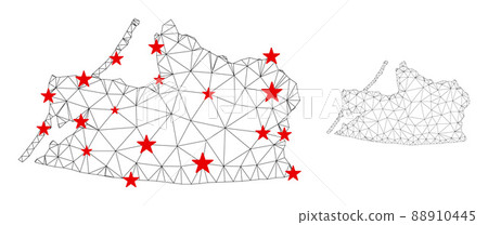 Polygonal Network Mesh Vector Kaliningrad Region Map with Stars Polygonal Network Mesh Vector Kaliningrad Region Map with Stars 88910445