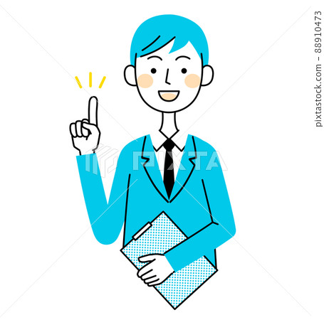 用剪貼板引導的商人的插圖素材 用剪貼板引導的商人的插圖素材 88910473