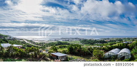 從山上俯瞰大島海岸的全景 88910504