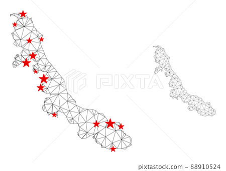 Polygonal Network Mesh Vector Veracruz State Map with Stars 88910524