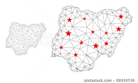 Polygonal 2D Mesh Vector Nigeria Map with Stars Polygonal 2D Mesh Vector Nigeria Map with Stars 88910536