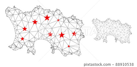 Polygonal 2D Mesh Vector Jersey Island Map with Stars Polygonal 2D Mesh Vector Jersey Island Map with Stars 88910538