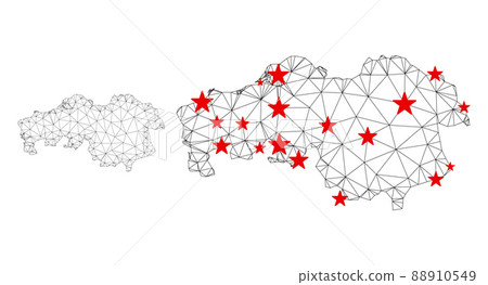 Polygonal Carcass Mesh Vector North Brabant Province Map with Stars 88910549