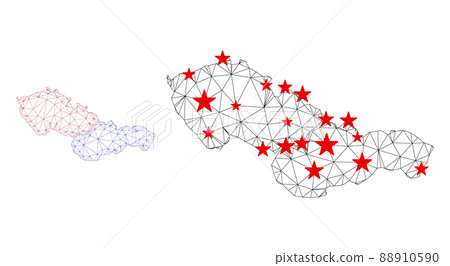 Polygonal Network Mesh Vector Czechoslovakia Map with Stars Polygonal Network Mesh Vector Czechoslovakia Map with Stars 88910590
