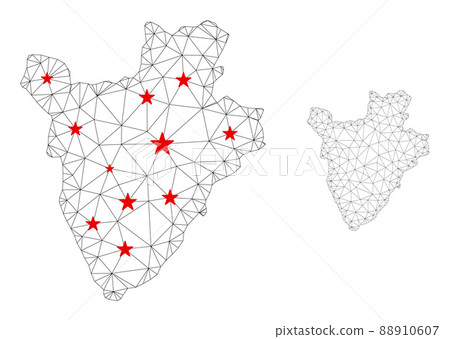 Polygonal Network Mesh Vector Burundi Map with Stars 88910607