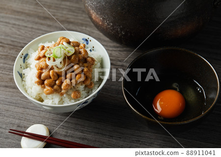 Japanese food image Natto raw egg 88911041
