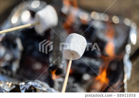Bake marshmallows on a bonfire 88911058