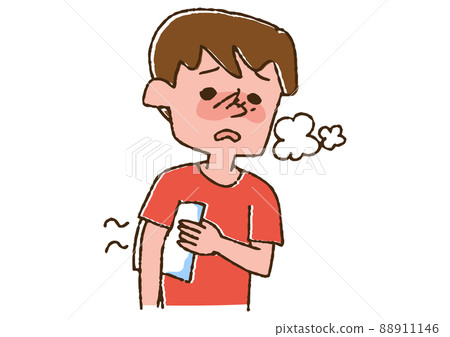 A boy chilling his armpits, a comical handwritten person, vector, line art and color A boy chilling his armpits, a comical handwritten person, vector, line art and color 88911146