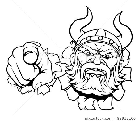 Viking Mascot Cartoon Character Pointing Viking Mascot Cartoon Character Pointing 88912106