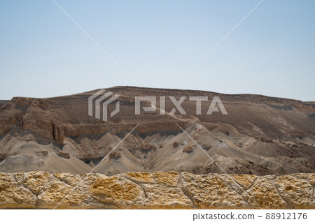 Scenic view on Ein Avdat National Park. The park and canyon located in desert of the Negev Scenic view on Ein Avdat National Park. The park and canyon located in desert of the Negev 88912176