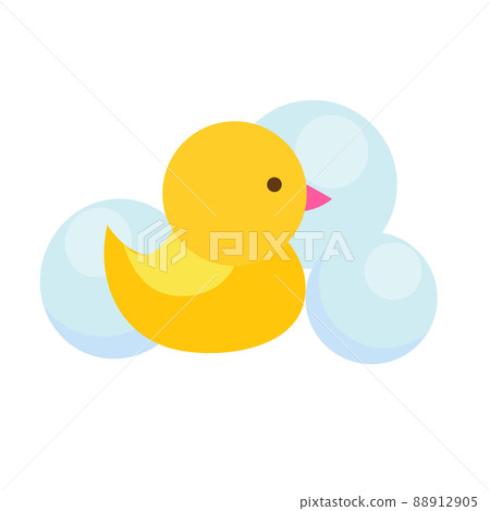 Yellow rubber duck. Kids and children bathing toy Vector illustration 88912905