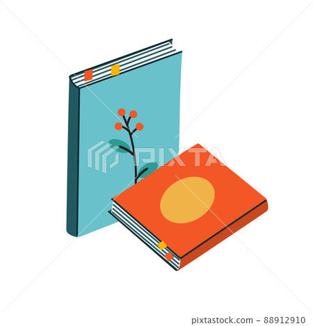 Books, pair of notebooks, diary. Lifestyle home interior clip art 88912910