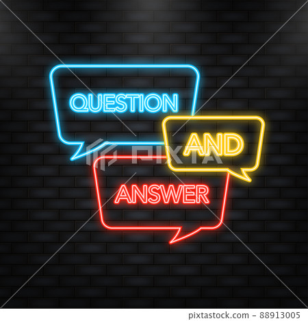 Neon Icon. Question and Answer Bubble Chat icon. Vector illustration. Neon Icon. Question and Answer Bubble Chat icon. Vector illustration. 88913005